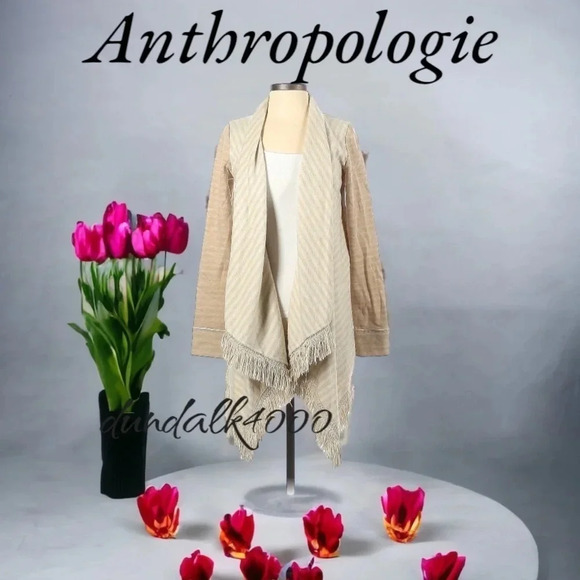 Anthropologie/Saturday Sunday Cardigan Waterfall Opening with fringes XS - Picture 1 of 9